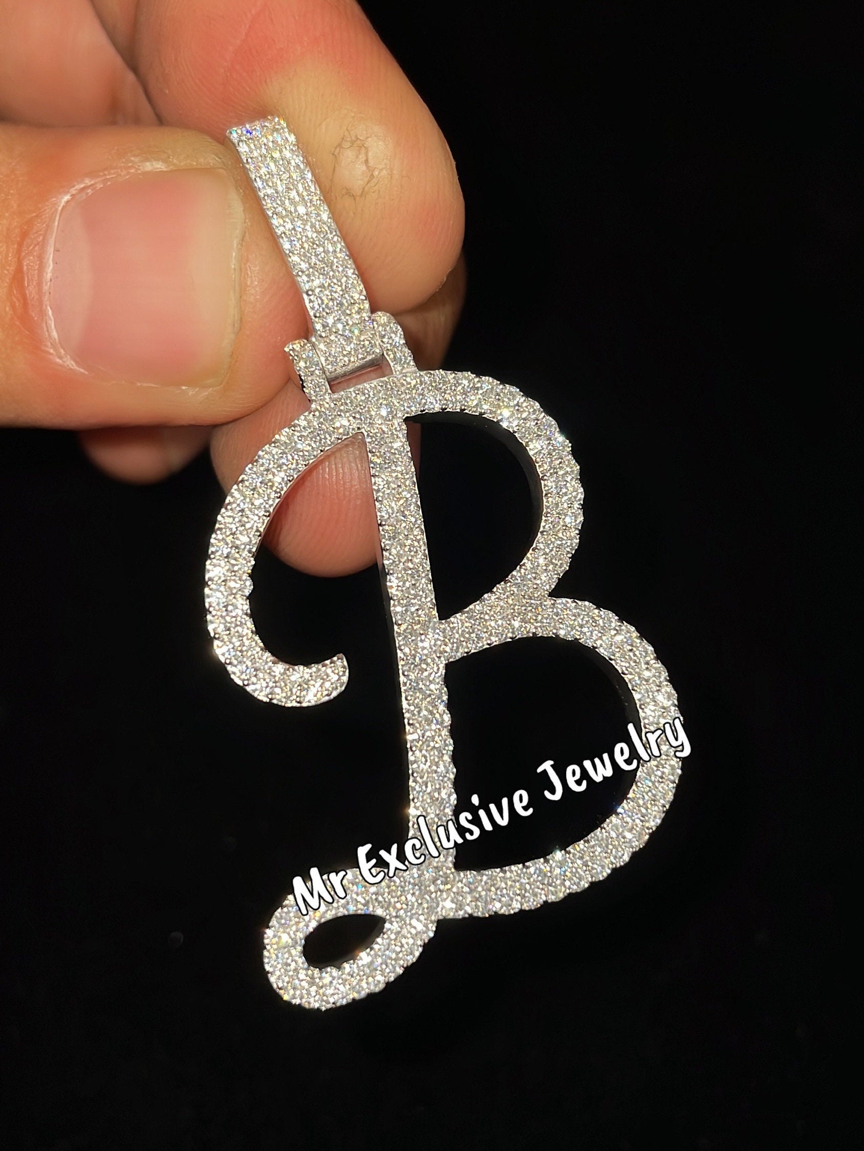 Pendentif En Or Blanc Avec Diamants - Lettres LJ - Occasion (voir Description)