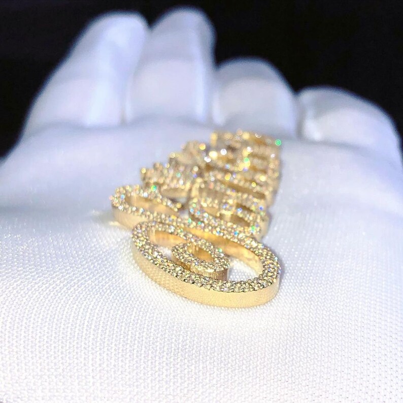 Custom Letter Pendant, Iced Out VVS Diamond Cursive, Personalized ...