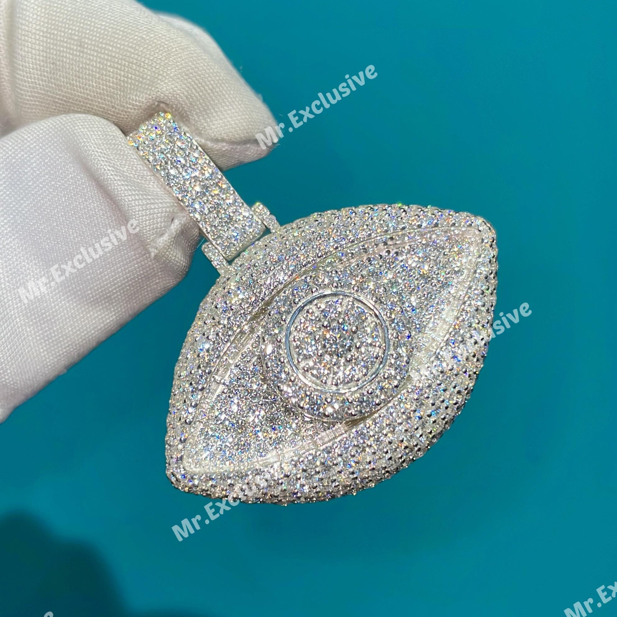 Real VVS Lab Diamond Evil Eye Pendant Men's Iced Out Religious Eye
