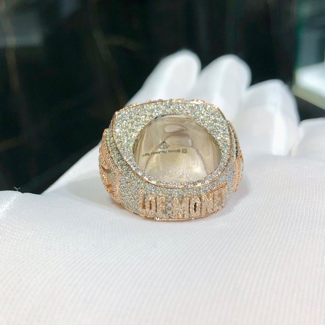 Heavy Rapper Diamond Rings Round Cut Moissanite Engagement Ring, Men's Iced Out Championship Ring ...