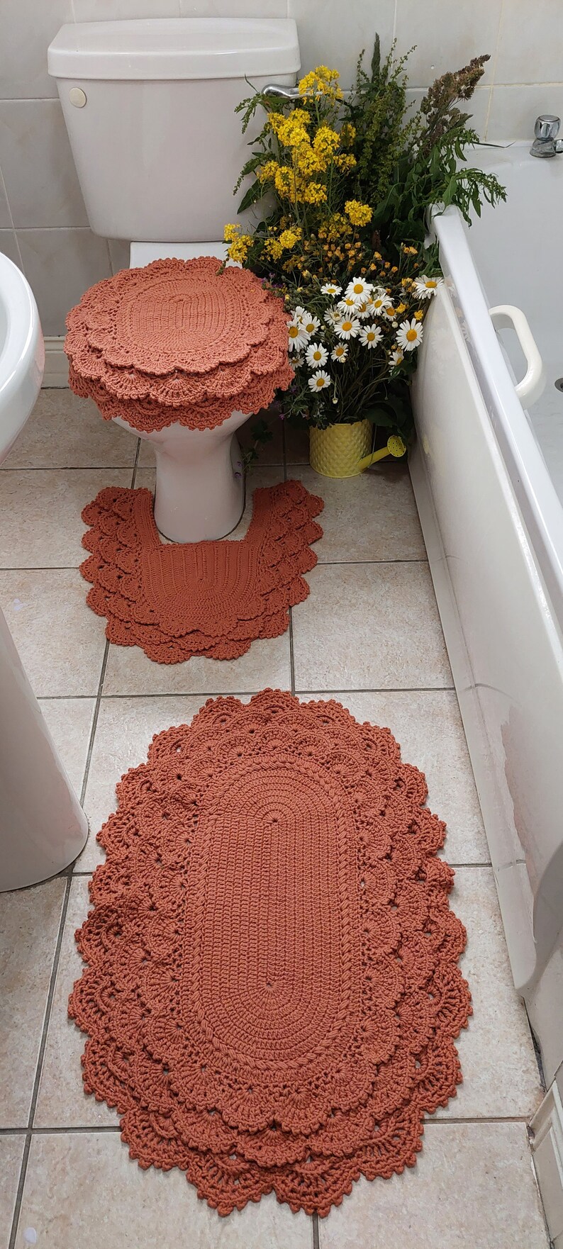 Juego de inodoro de baño de ganchillo