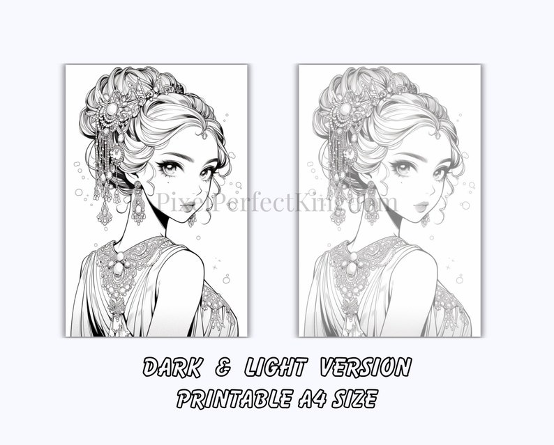 50 Asian Fashion Models Digital Coloring Book Clothes - Etsy