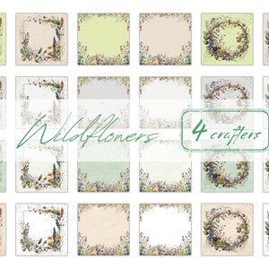 Wildflowers set of digital printable papers for scrapbooking