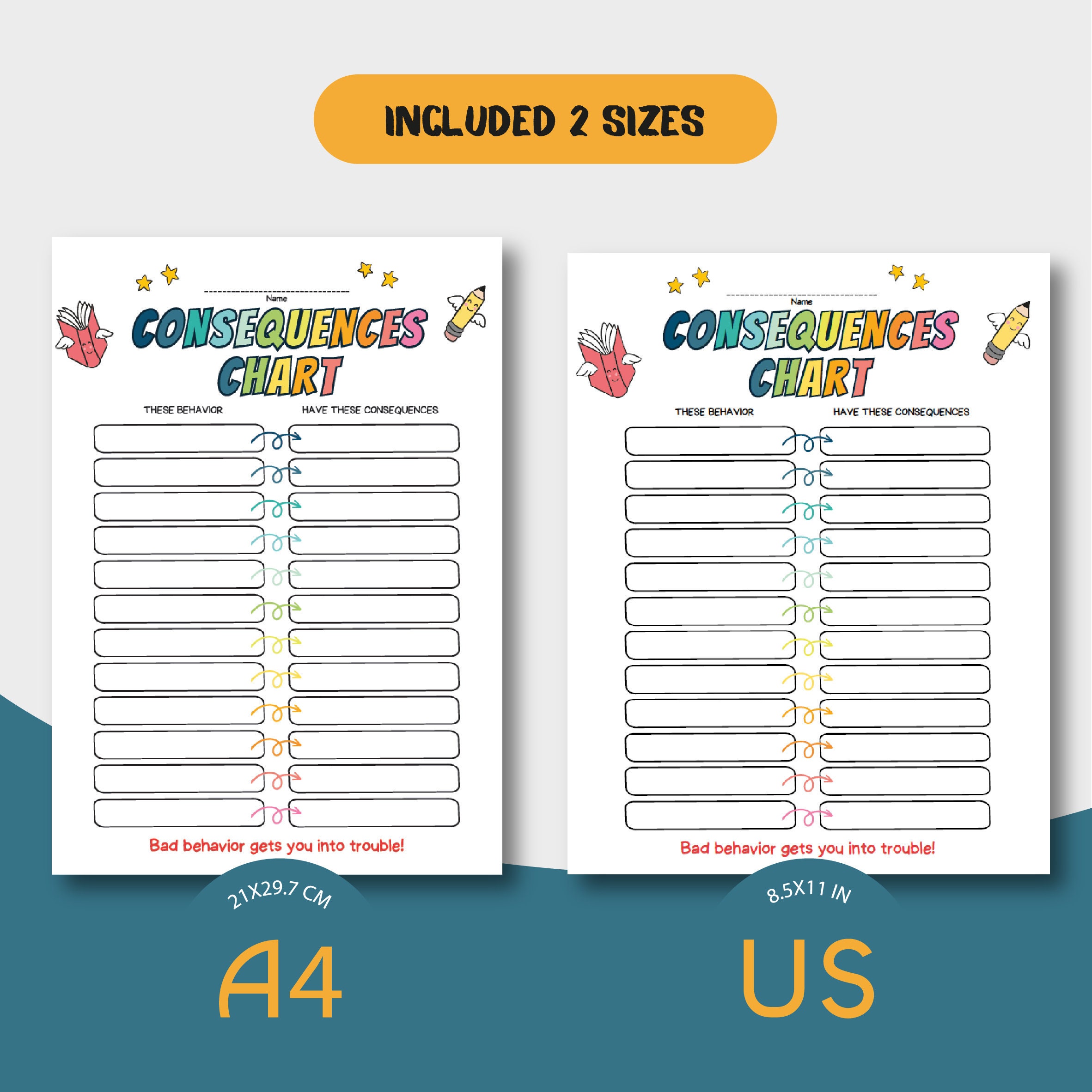 Consequence Chart for Kids Consequences of My Actions Good Etsy