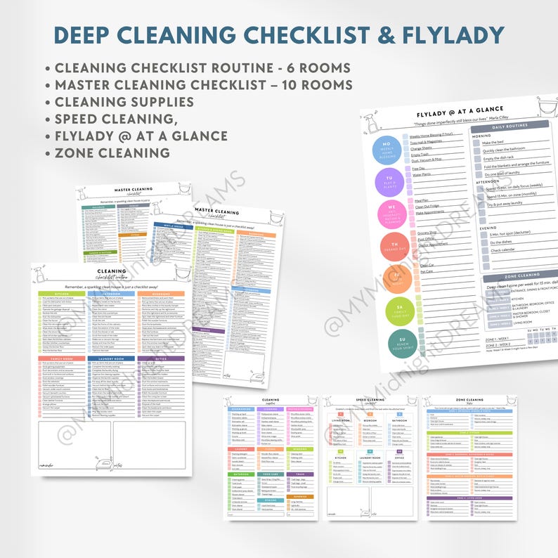 Editable ADHD cleaning planner bundle - cleaning checklist, cleaning schedule, Fly Lady, cleaning card, chore chart, declutter (Canva & PDF) image 3