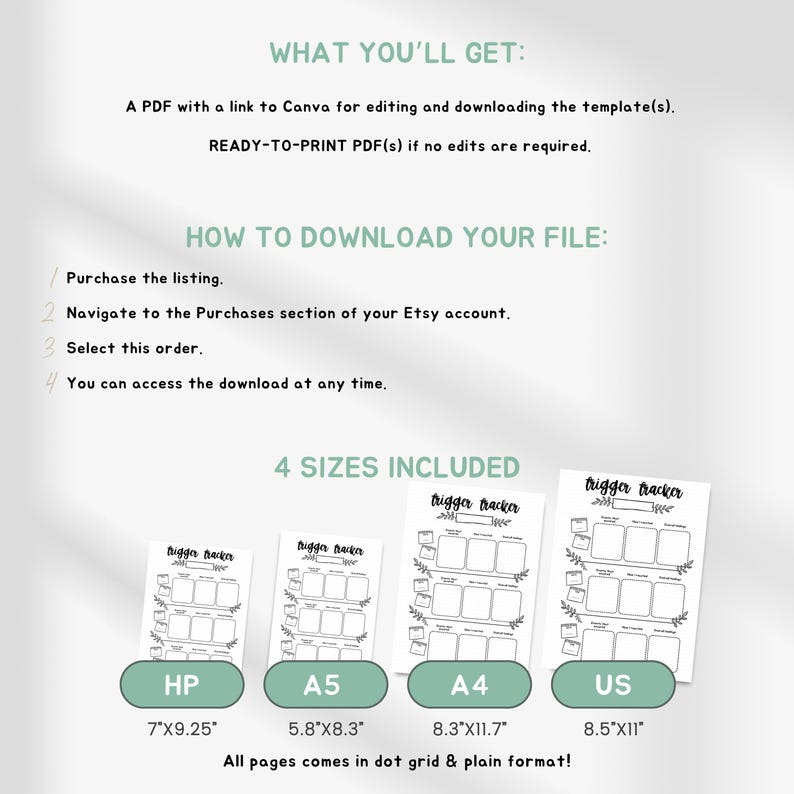 Trigger tracker, trigger processing, anxiety worksheet, self reflection journal page, therapy worksheet, PTSD tracker, editable template image 6