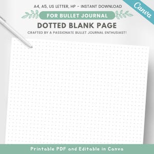 Carta a griglia a punti modificabile, pagina punteggiata vuota stampabile per bullet journaling, carta per quaderni per prendere appunti, 4 misure incluse