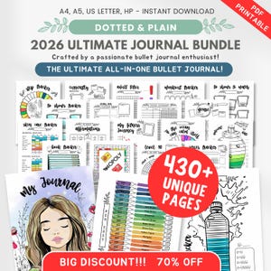 2026 Printable Journal Bundle – 430+ Digital Planner Insert: Habit, Finance, Fitness, Meal, Reading, Mood Trackers | A4 & A5 (PDF Download)