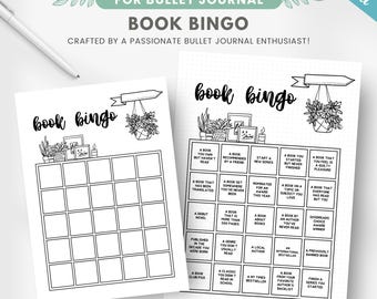 Printable book bingo card, reading challenge, reading journal page, book game, reading planner insert, editable journal template