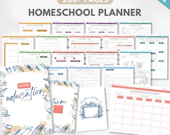 Editable homeschool planner 2026-2027, Printable teacher planner, Charlotte mason planner / multiple student, loop schdule, unit study