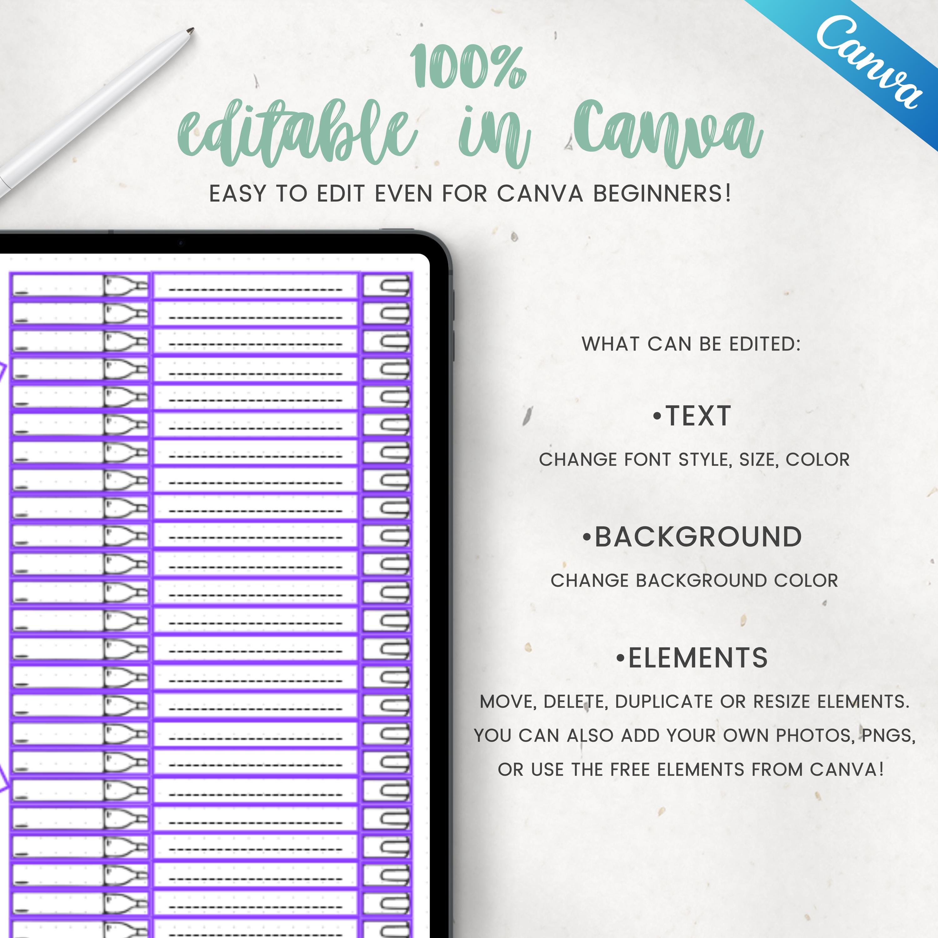 Printable Pen Test Page, Pen Tracker, Premade Journal Page, Marker Log ...