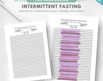 Intermittent fasting tracker, PRINTABLE & EDITABLE journal page, 16/8 fasting log, weight loss tracker, food journal, eating habit tracker