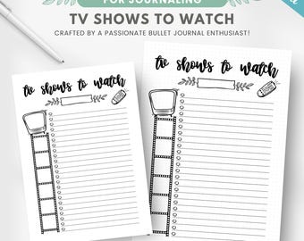 Editable tv series watchlist, series to watch, tv series tracker journal page, Tv show reminder list, printable shows watched planner insert
