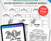 2026 calendar bundle for bullet journal, 2026 monthly planner spread, 2026 dated calendar insert, month at a glance, editable bujo template