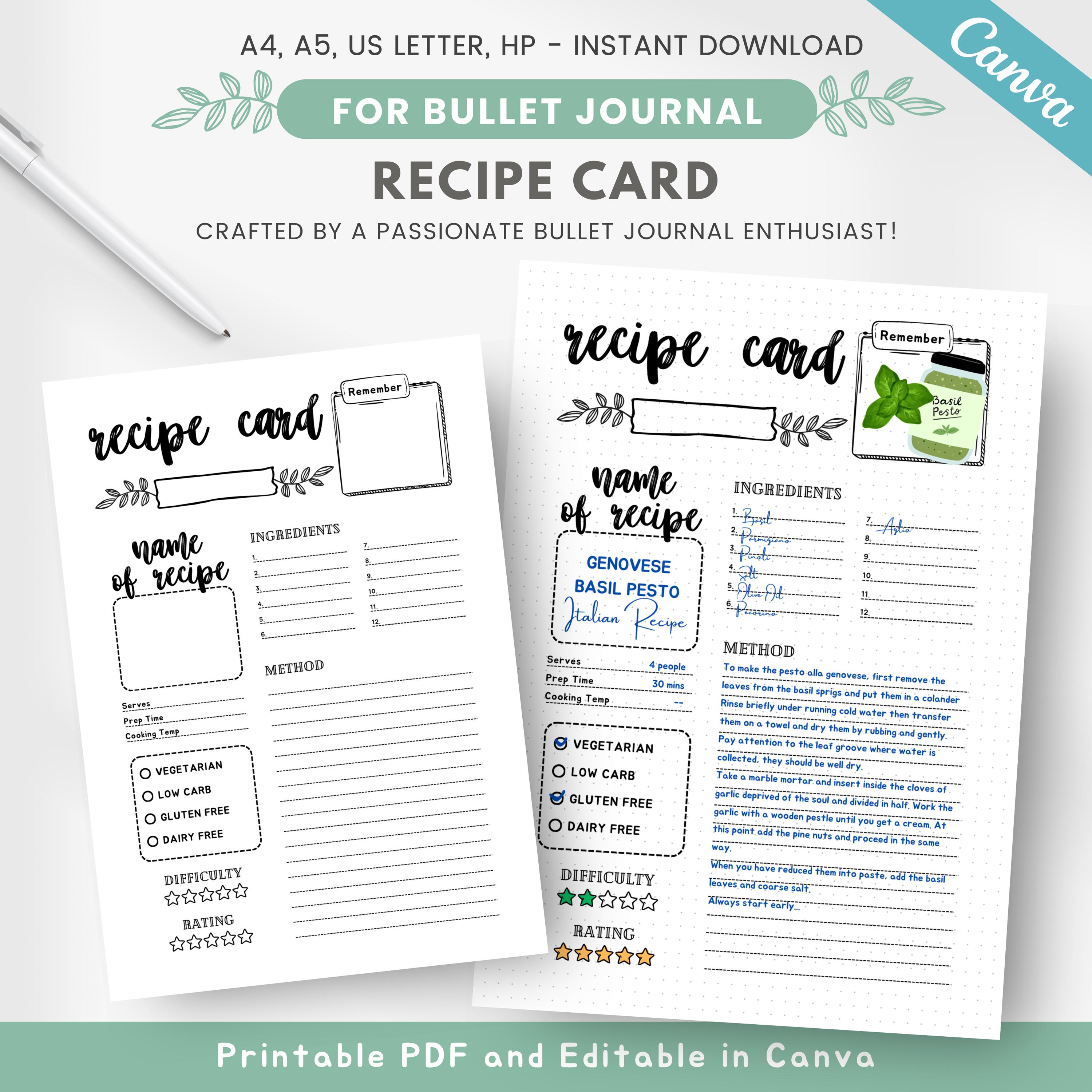 Recipe Binder Page Inserts - Etsy