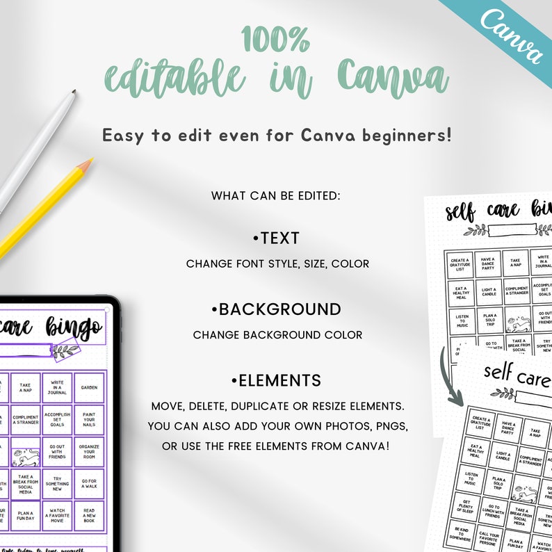 Printable self care bingo card game mental health bingo self care