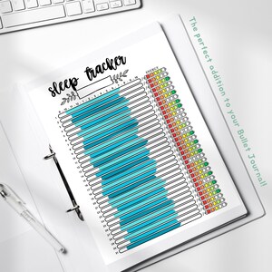 Printable monthly sleep tracker, editable sleep journal, premade bullet journal page, energy tracker, sleep log, bujo template image 2