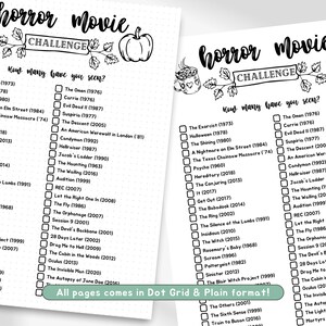 Editable Horror Movie Challenge, Scary Movie Checklist, Halloween Movie ...