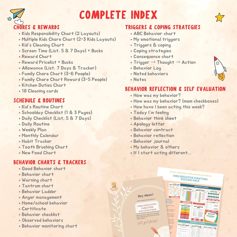 ADHD Kids Executive Function Success Pack – Editable Chore & Behavior ...