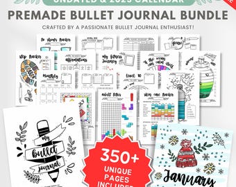 2025 Comprehensive Journal bundle w/ covers, calendar, journal trackers & pages for finance, meal, fitness, reading, self care - value pack