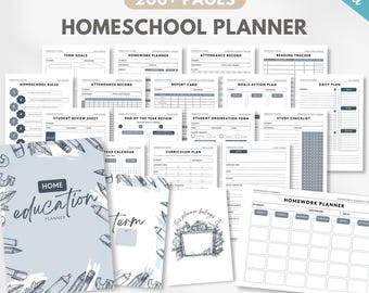 Homeschool planner 2026 - 2027, FULLY EDITABLE & PRINTABLE Teacher planner / Charlotte Mason + Loop schedule + Unit study + multiple student