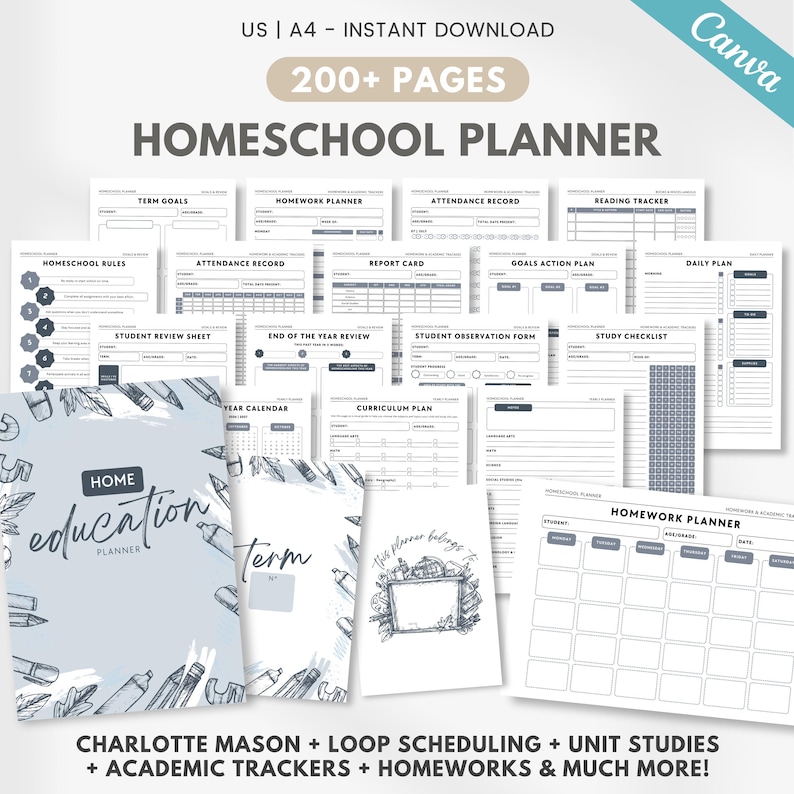Homeschool Planner 2026 - 2027, FULLY EDITABLE & PRINTABLE Teacher ...