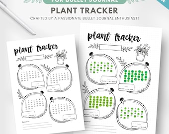 Printable plant watering schedule, plant care tracker page for bullet journaling, house plant chart, garden journal tracker template