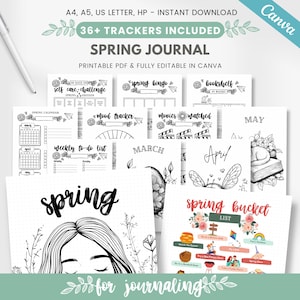 Frühlingsjournal Bundle, Frühlingseimerliste, druckbarer Frühlingsplaner, Frühlingsjournalkit, Frühlingsaktivitäten, bearbeitbare Journalvorlage