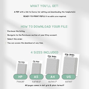 Printable monthly sleep tracker, editable sleep journal, premade bullet journal page, energy tracker, sleep log, bujo template image 4