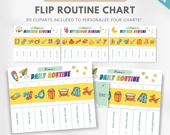 Bewerkbaar routineschema voor kinderen, routineschema peuters, afdrukbare dagelijkse routine, afdrukbaar takenschema, Canva-sjabloon