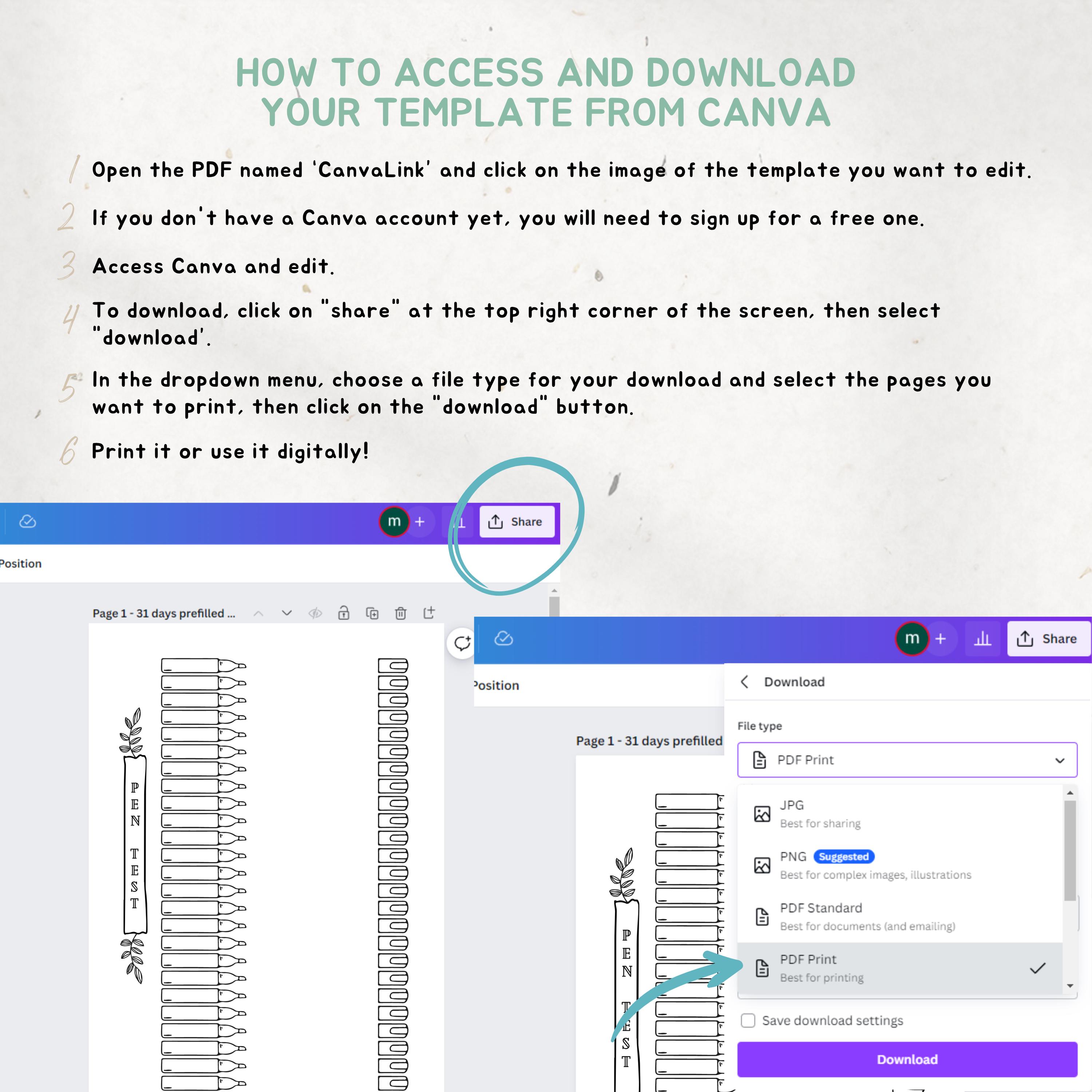 Printable Pen Test Page, Pen Tracker, Premade Journal Page, Marker Log ...