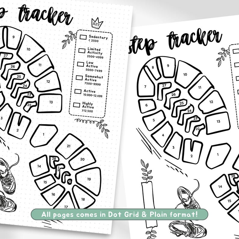 Step Rangs Monthly Step Tracker, Daily Step Counter, Printable Walking Tracker ...