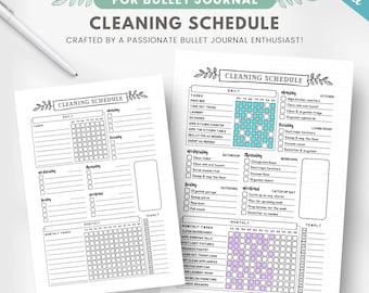 Editable cleaning schedule journal page, adhd cleaning checklist, home cleaning planner insert, daily weekly monthly yearly cleaning tasks