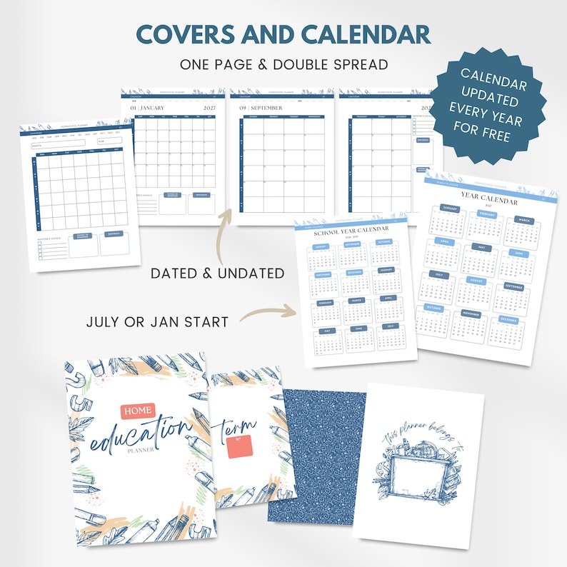 Editable Homeschool Planner 2026-2027, Printable Teacher Planner ...