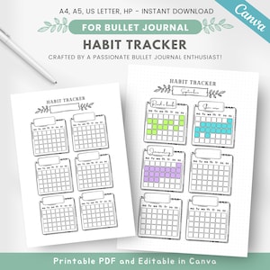 Könnte beinhalten: Druckbarer Habit-Tracker für Bullet Journaling. Die Seite enthält sechs monatliche Habit-Tracker mit einem schwarz-weißen Gitterdesign. Die Tracker sind mit den Wörtern "Buch lesen", "Hautpflege", "Journaling" und "September" beschriftet.