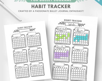 May include: Printable habit tracker for bullet journaling. The page features six monthly habit trackers with a black and white grid design. The trackers are labeled with the words "Read a Book", "Skin Care", "Journaling", and "September".