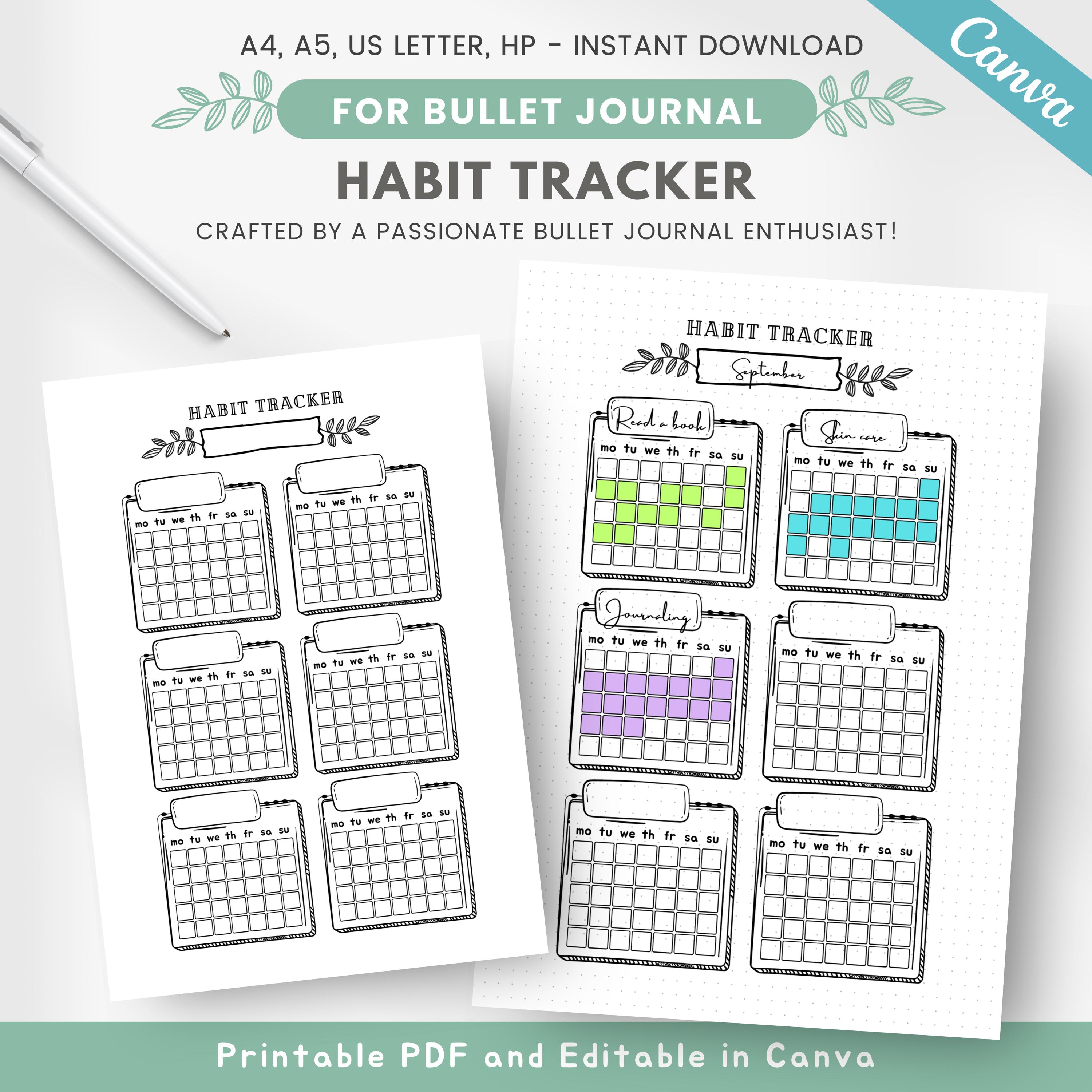 Editable Monthly Habit Tracker, Daily Routine Tracker, 30 Days Habit ...