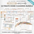 Editable ADHD cleaning checklist, daily weekly cleaning schedule, home cleaning planner, adult chore chart, declutter challenge, Canva