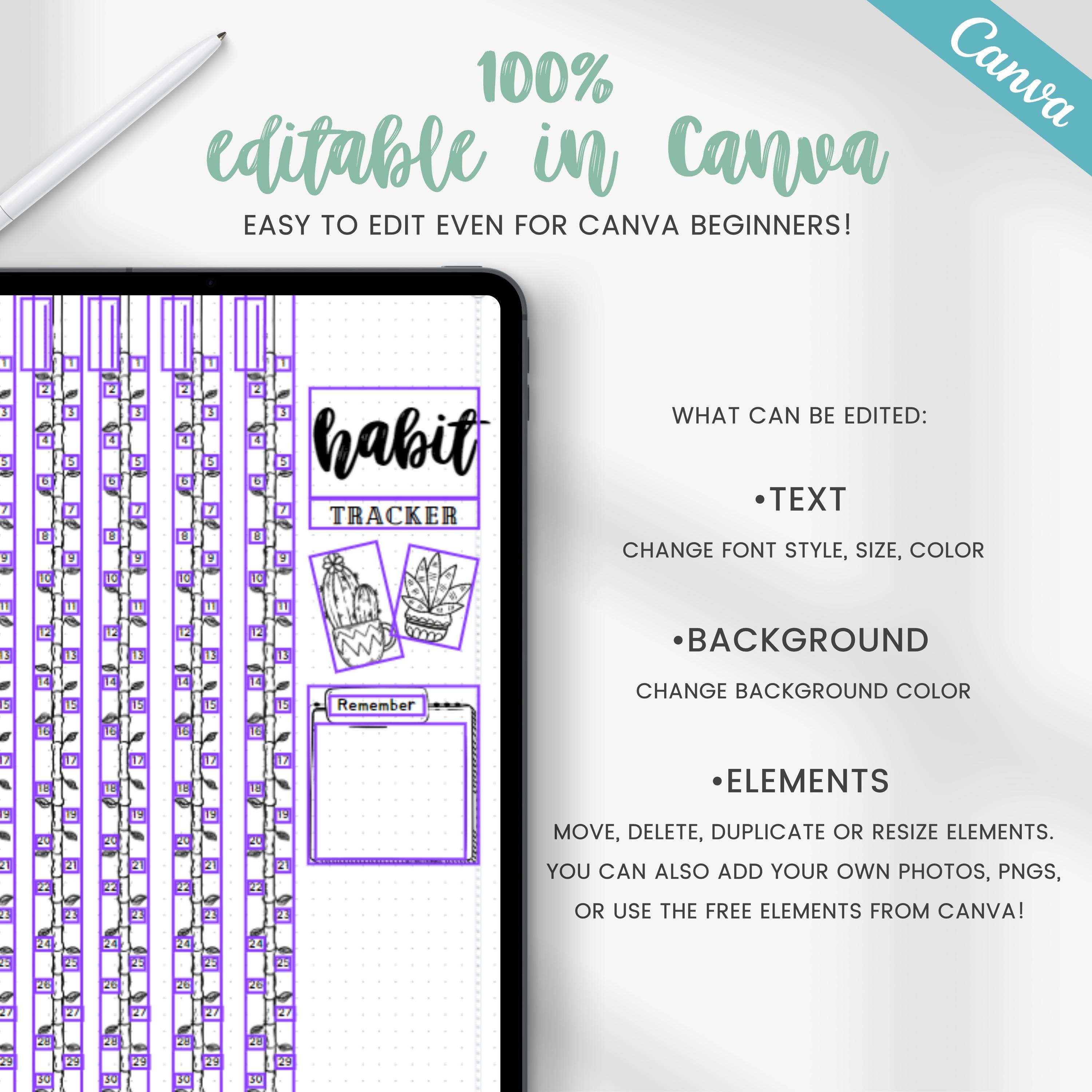 Printable Bamboo Monthly Habit Tracker, 30 Days Habit Challenge, Daily ...