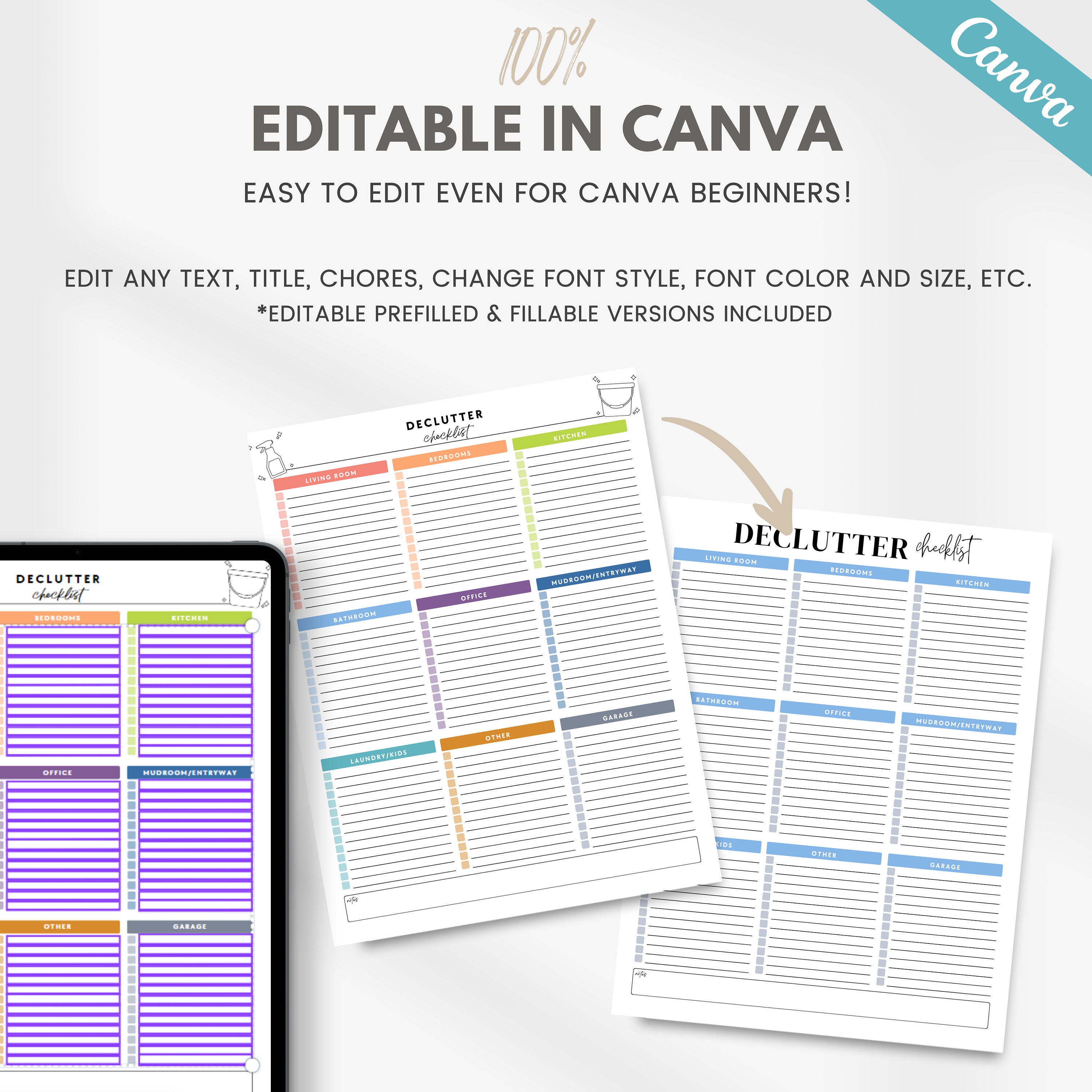 Editable Declutter Checklist, 30 Days Declutter Challenge, Printable ...