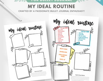 Daily routine tracker, premade my ideal day bullet journal page, morning and night routine, productivity tracker, printable to do list sheet
