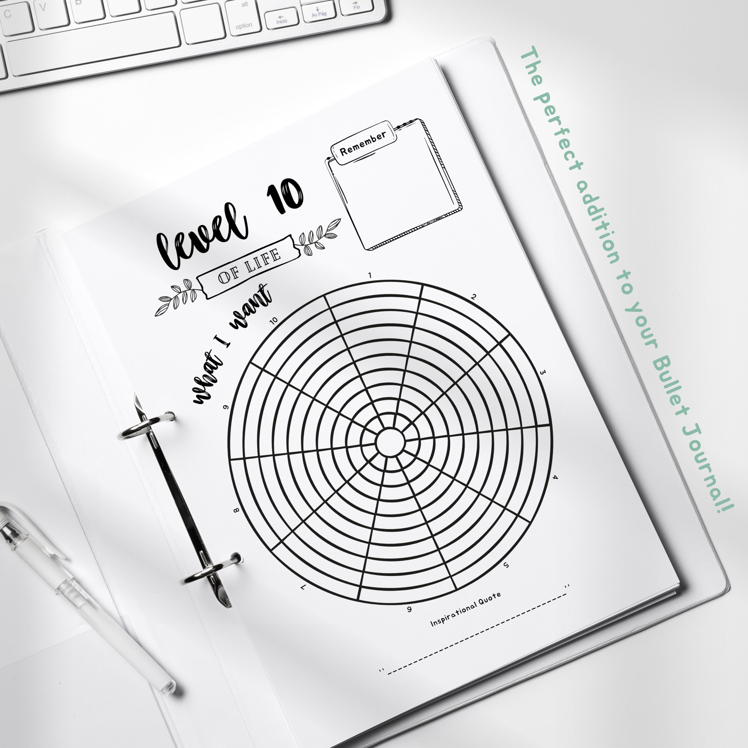 Printable Level 10 Life Journal Template, Editable Wheel of Life, Goals ...