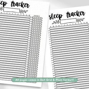 Printable monthly sleep tracker, editable sleep journal, premade bullet journal page, energy tracker, sleep log, bujo template image 3