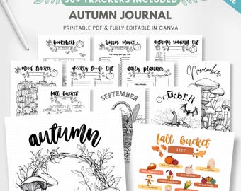 37 Herbst Journal Seiten Bundle, Herbst Planereinlagen, Bujo Herbstkalender, Herbst Aktivitäten, Bullet Journal Kit, Herbstkalender
