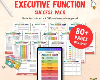 Paquete de éxito para la función ejecutiva en niños con TDAH: tablas editables de tareas y comportamiento (plantilla de Canva)
