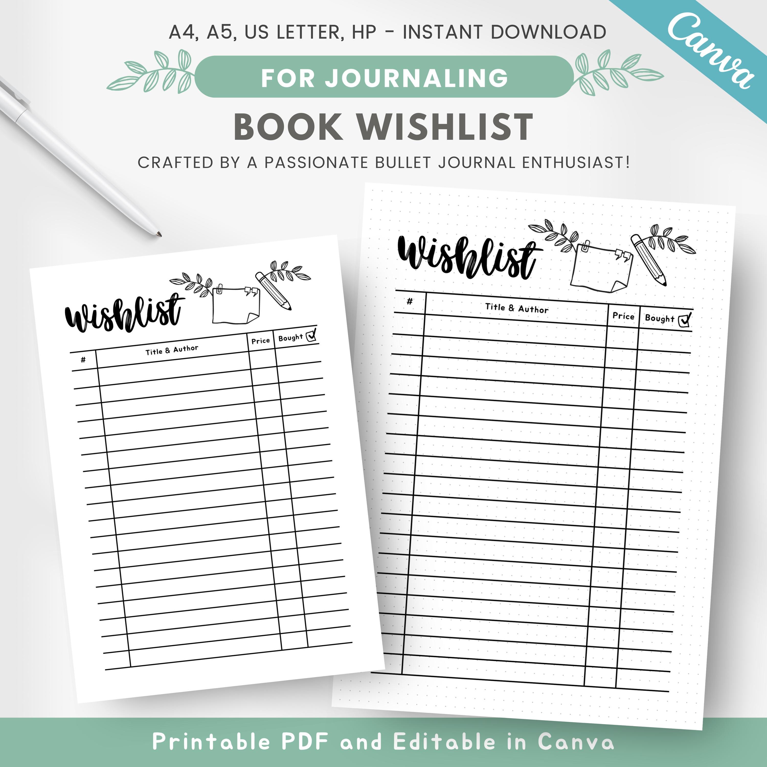 Book Wishlist - Etsy