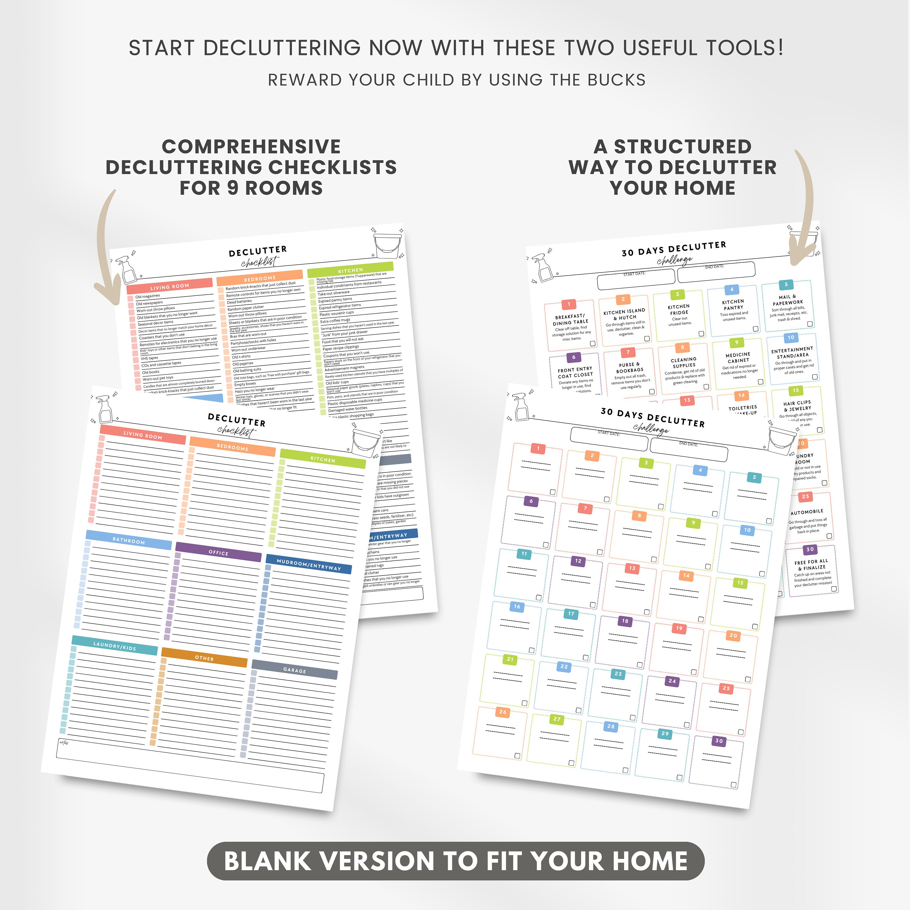 Editable Declutter Checklist, 30 Days Declutter Challenge, Printable ...