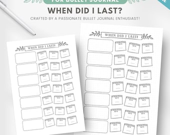 Printable when did i last tracker, task reminder, recurring task tracker, monthly yearly chores reminder, editable premade journal page