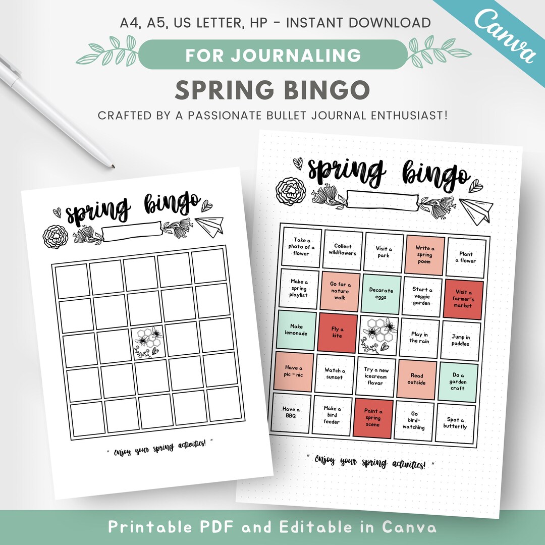 Spring Bingo Card Game, Spring Activities, Spring Season to Do List ...