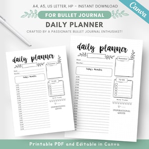 Editable ADHD daily planner, daily to do list, undated journal insert, printable daily schedule, everyday planner, editable journal template